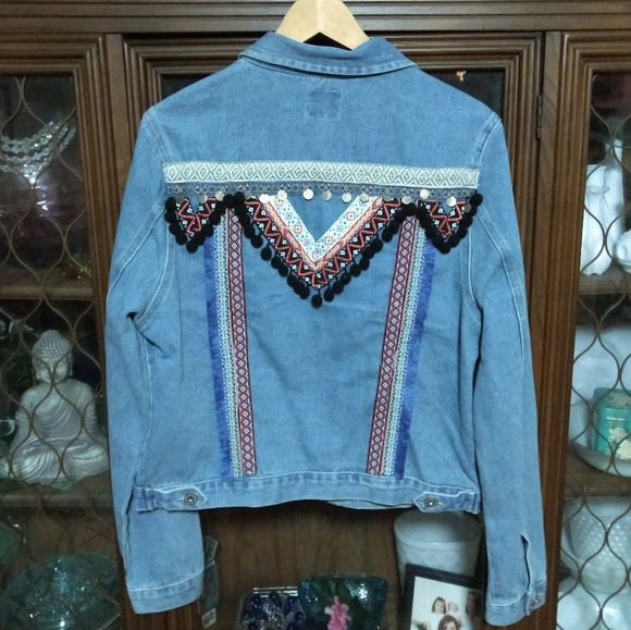 Boom Boom Jeans Jackets & Blazers - Embellished Boho Denim Jacket